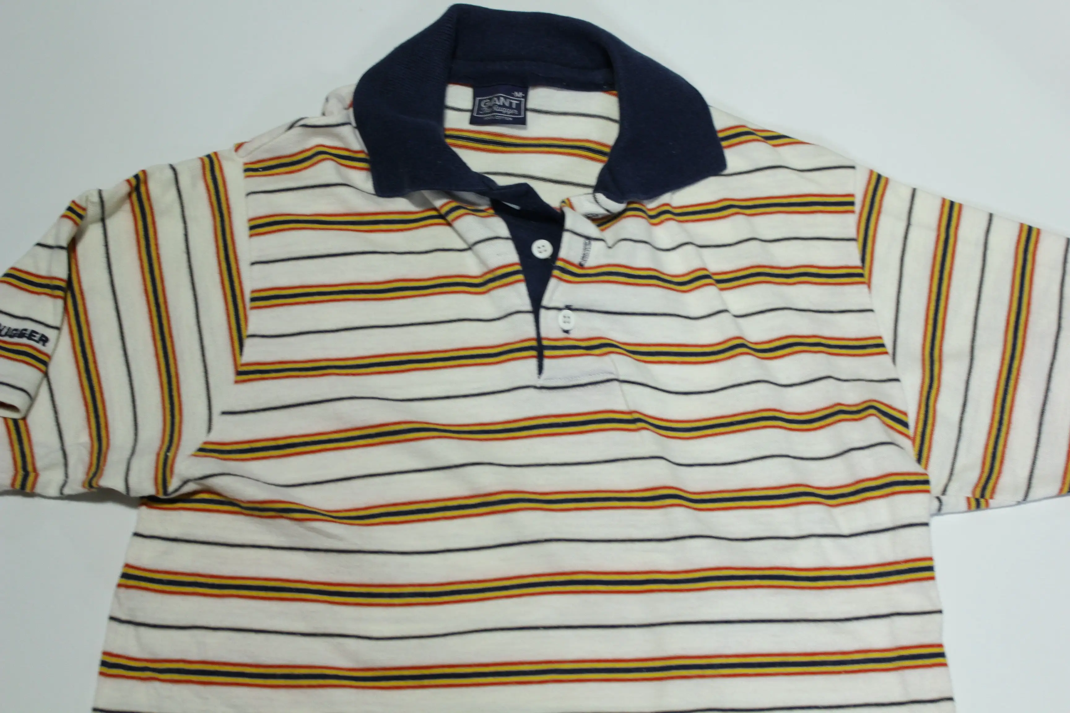 Gant The Rugger Made In USA Vintage 80's Striped Golf Polo Shirt