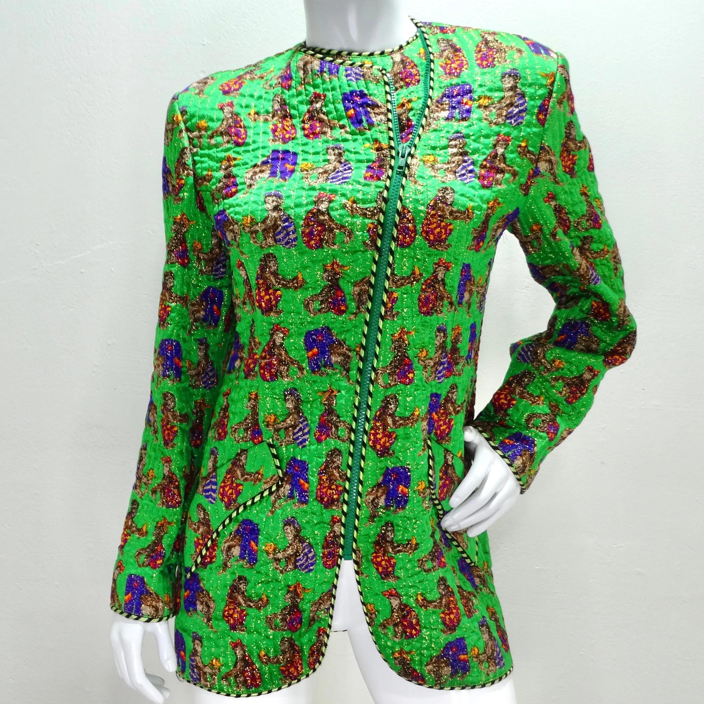 Geoffrey Beene 1980s Green Animal Print Jacket