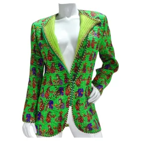 Geoffrey Beene 1980s Green Animal Print Jacket