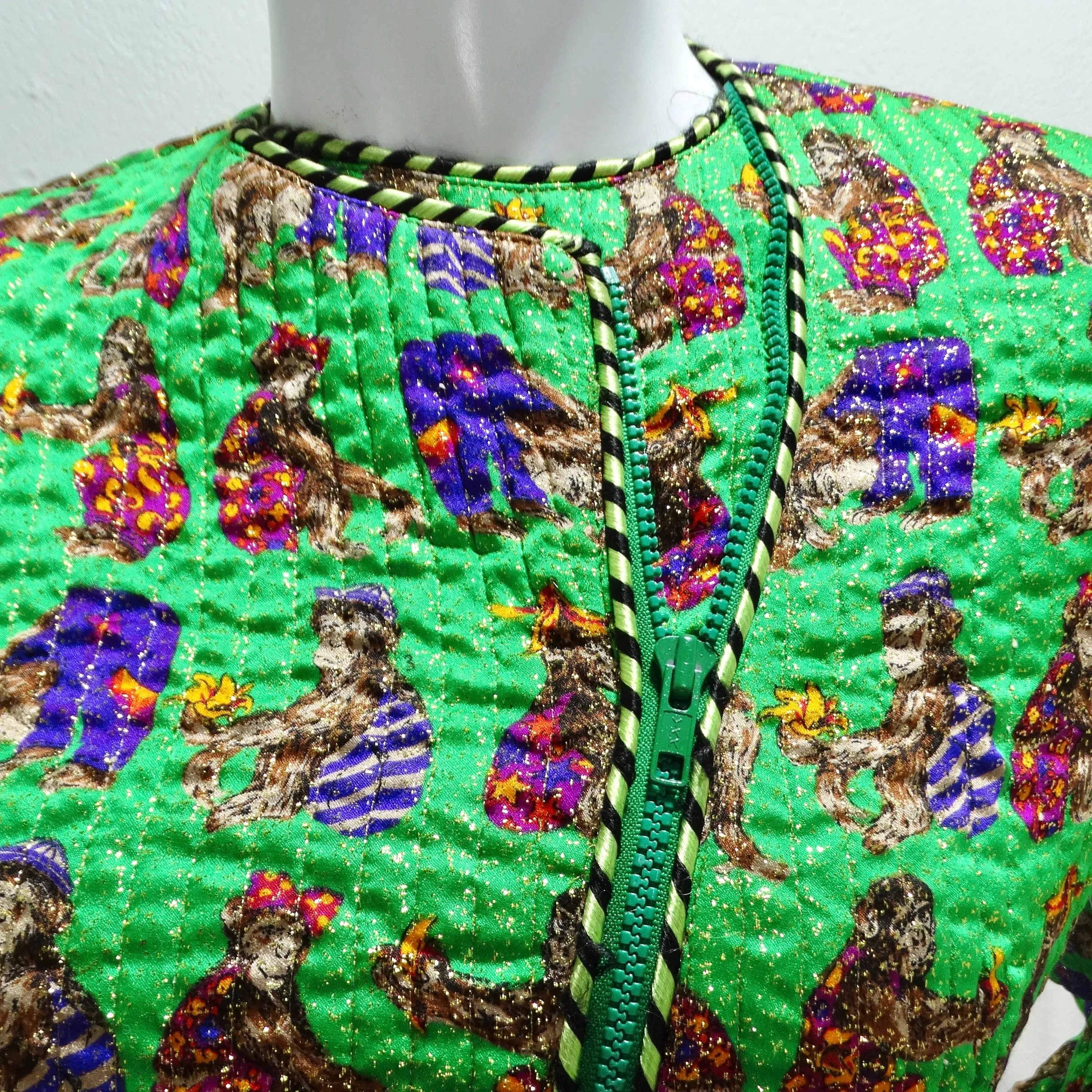 Geoffrey Beene 1980s Green Animal Print Jacket