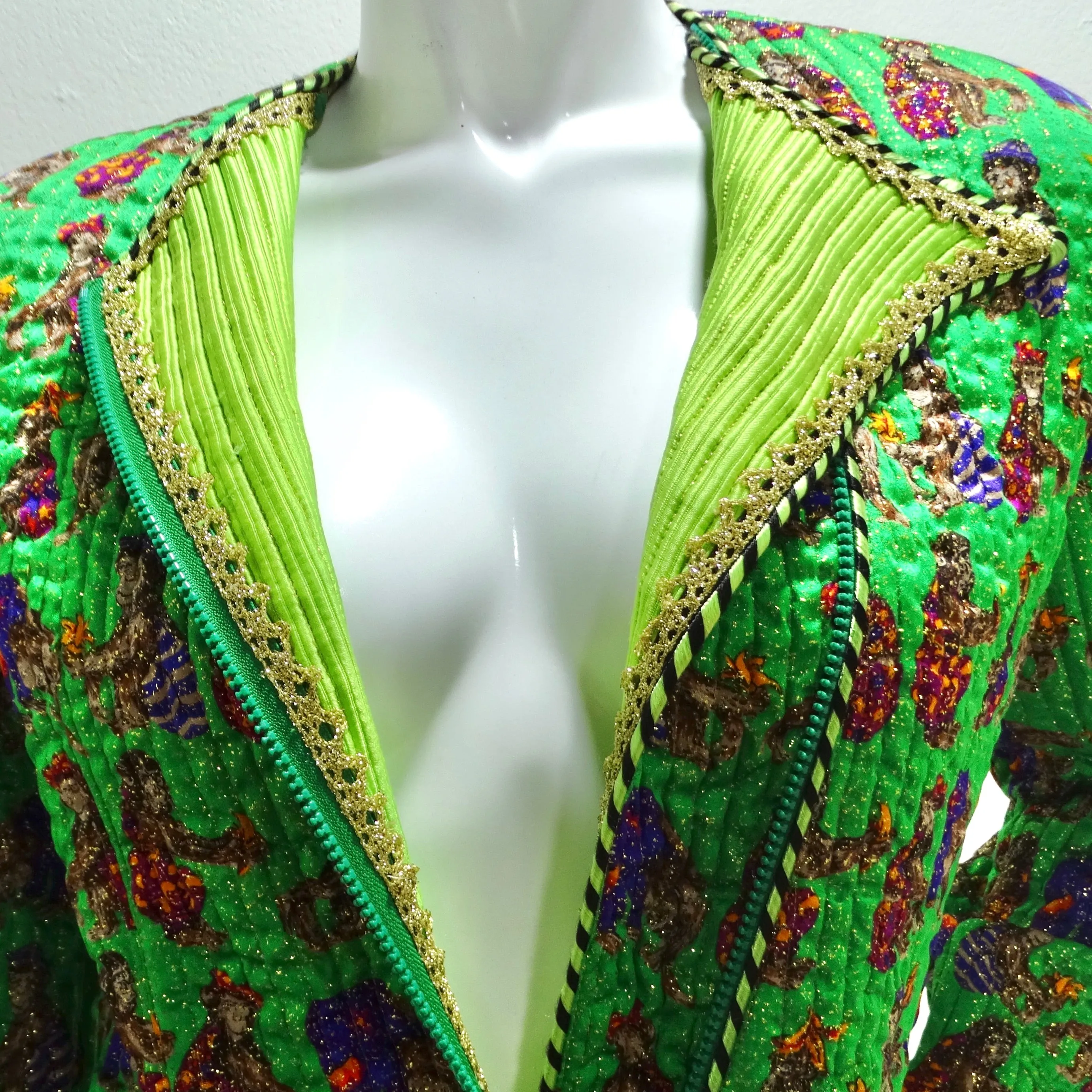 Geoffrey Beene 1980s Green Animal Print Jacket