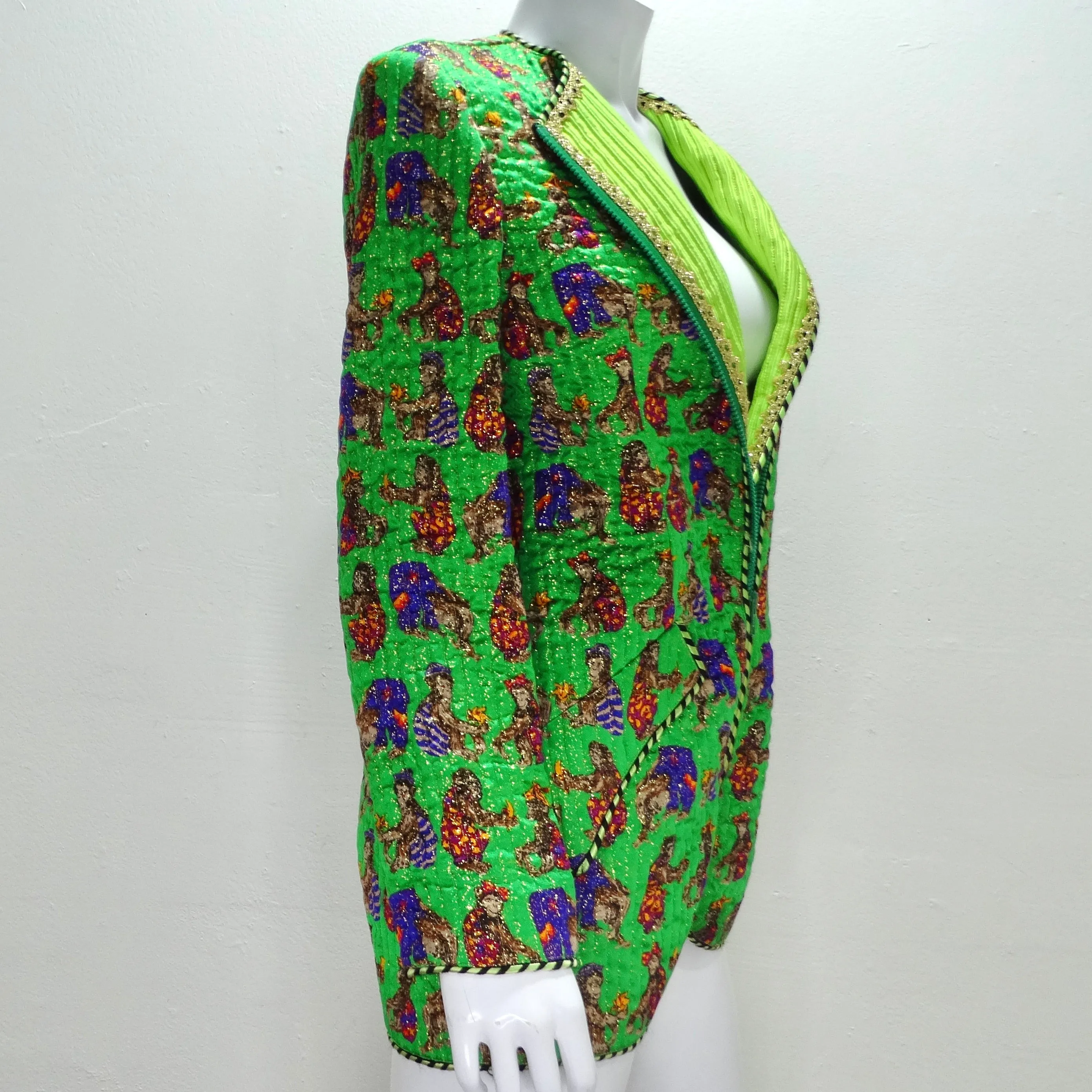 Geoffrey Beene 1980s Green Animal Print Jacket