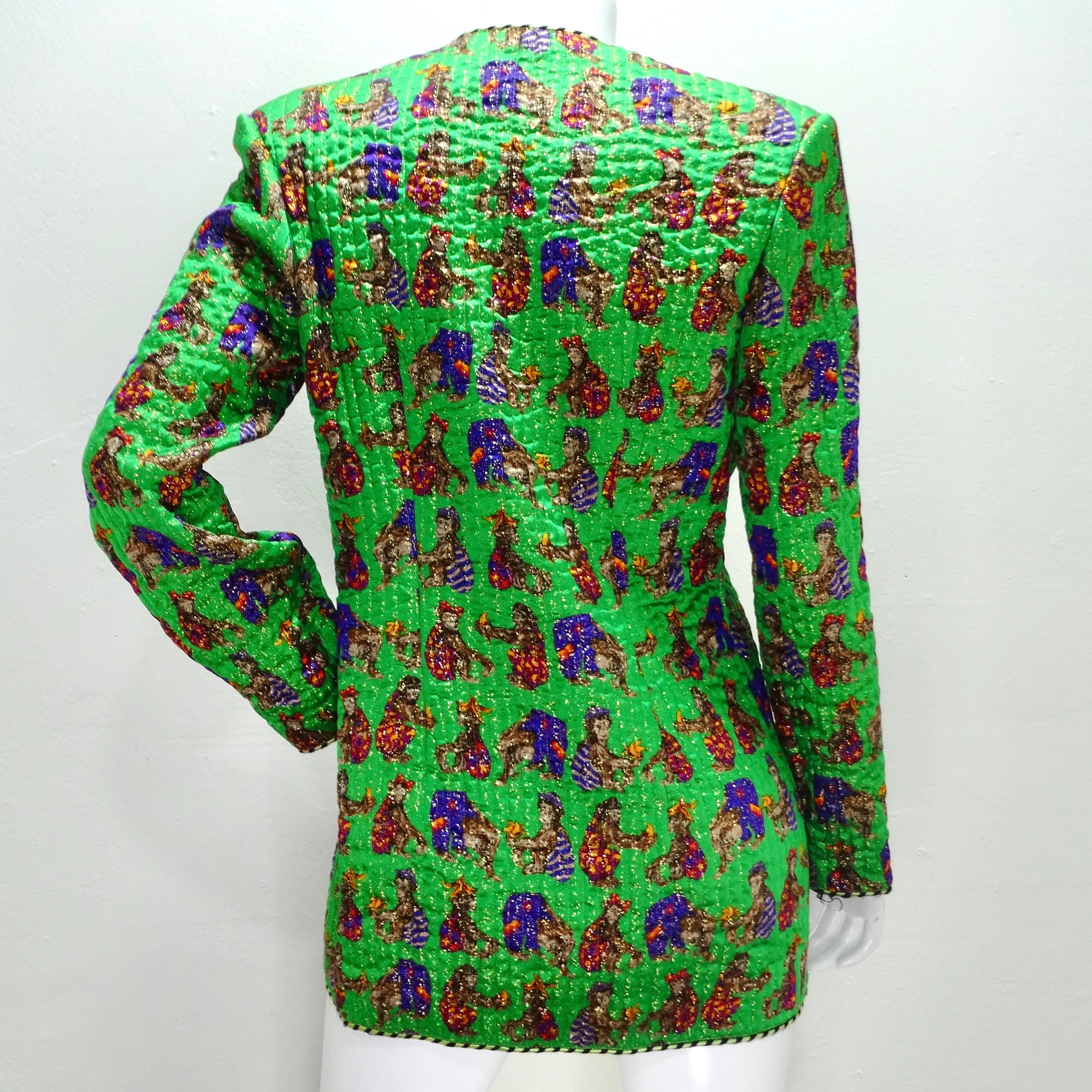 Geoffrey Beene 1980s Green Animal Print Jacket