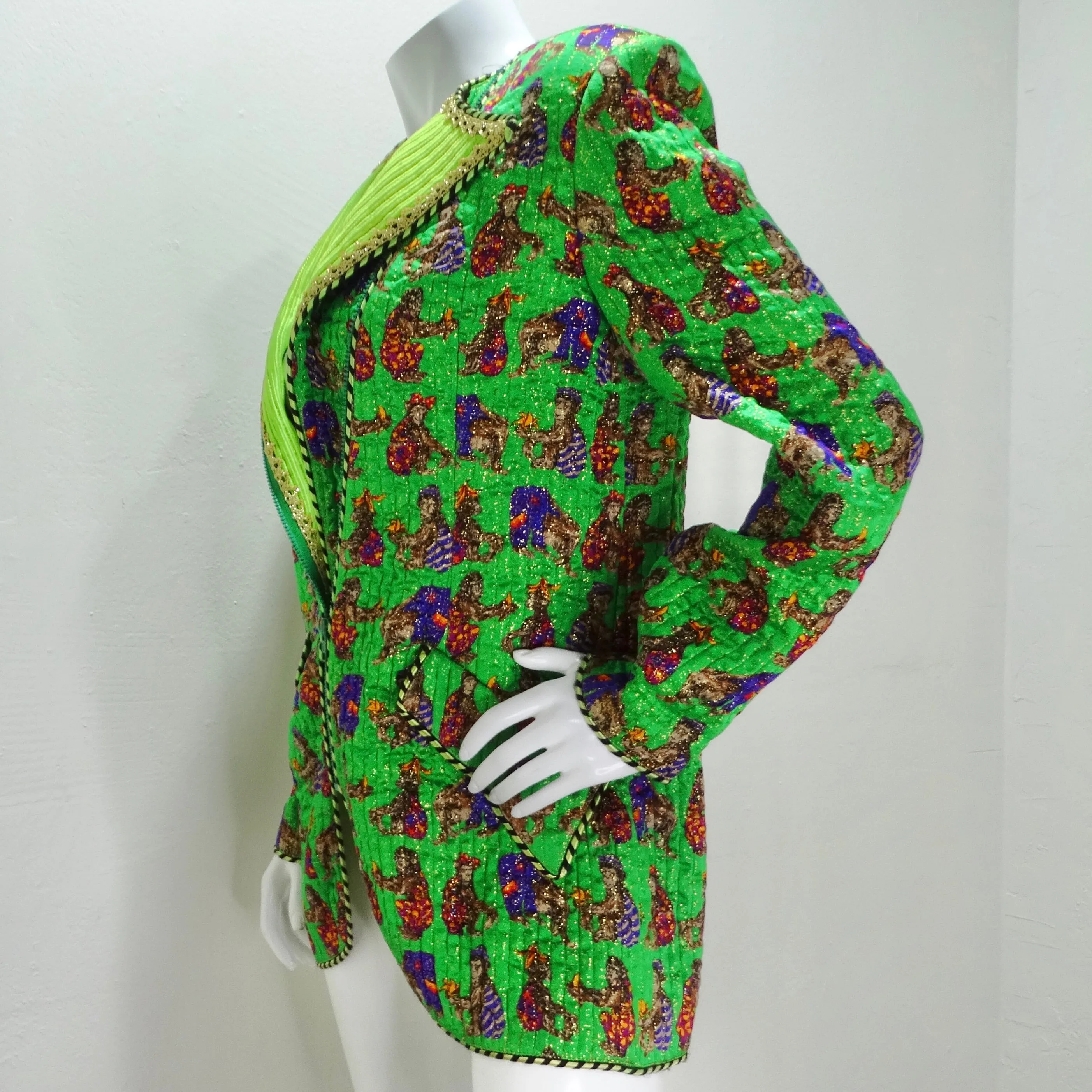 Geoffrey Beene 1980s Green Animal Print Jacket