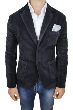 Giacca uomo invernale in velluto nero Blazer cappotto casual elegante