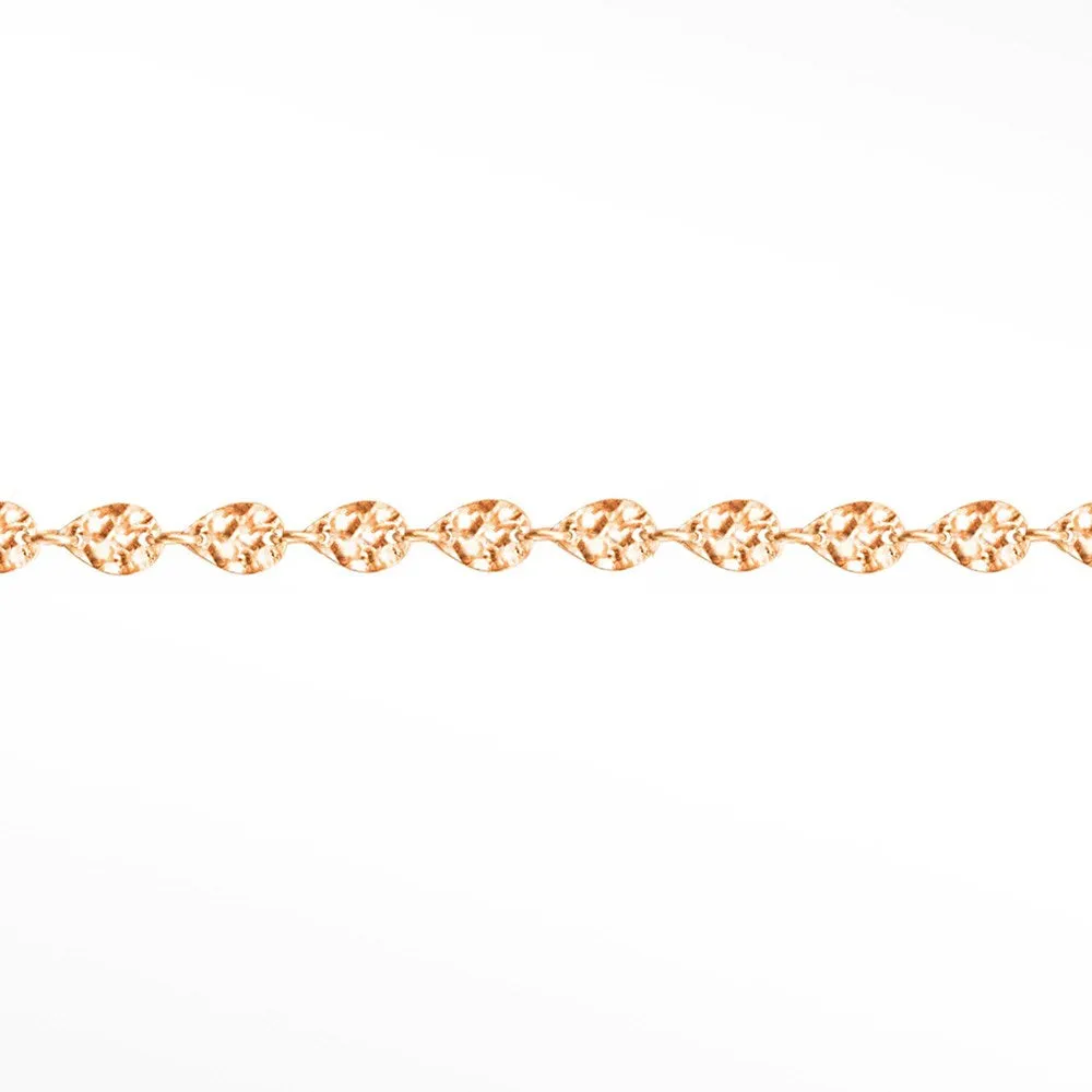 Hammer Drop Dainty 4.5mm 14k Rose Gold Chain Designer Line for Permanent Jewelry Sold by the Inch