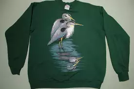 Harlequin Blue Heron Vintage 90's Striped Single Stitch Tourist 1993 Crewneck Sweatshirt