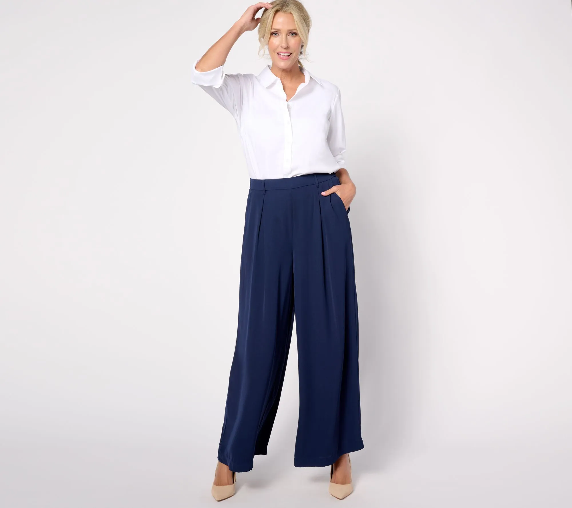 Joan Rivers Petite Bitsy Wide Leg Pull-On Trouser