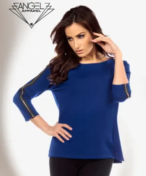 Kashmira Contrast Zip-Sleeve Sweater