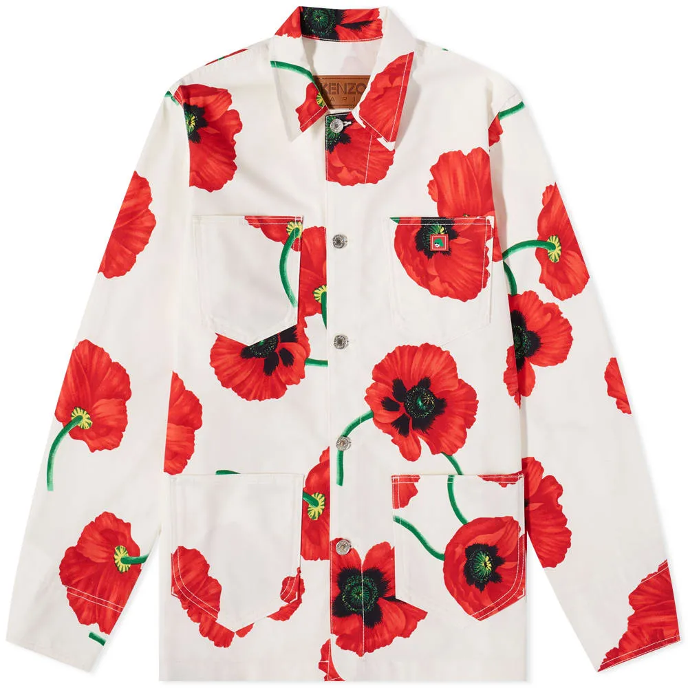 Kenzo Floral Print OvershirtWhite