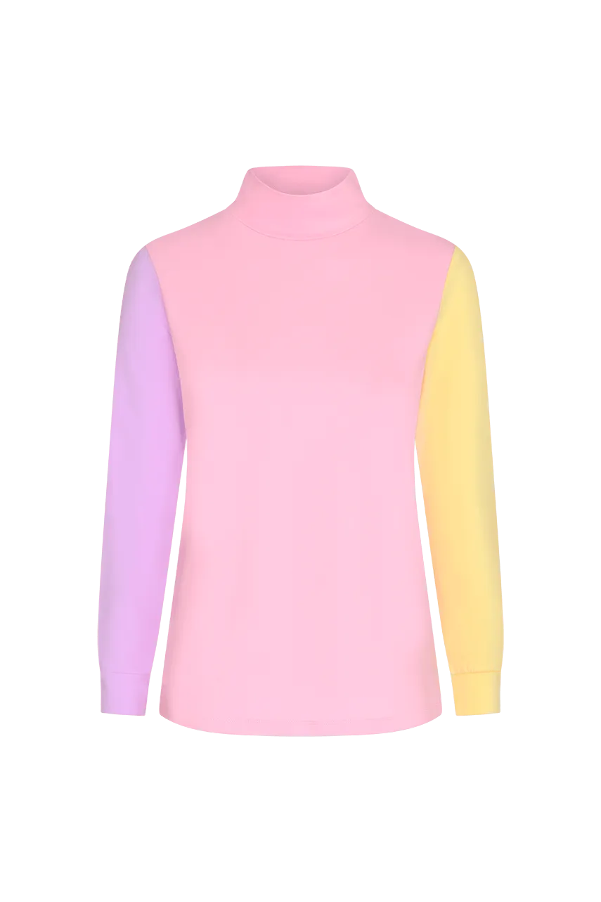 Kit Pastel Colourblock Polo Neck Top