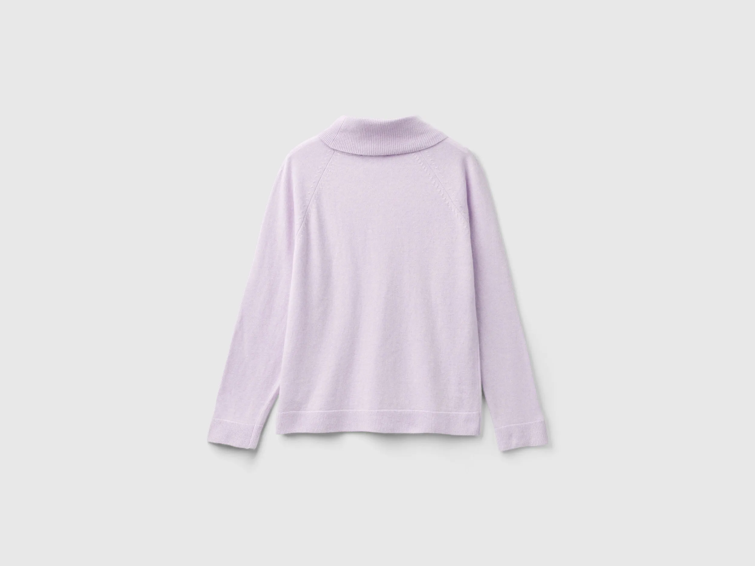 Light lilac turtleneck sweater in cashmere and wool blend - Lilac | Benetton