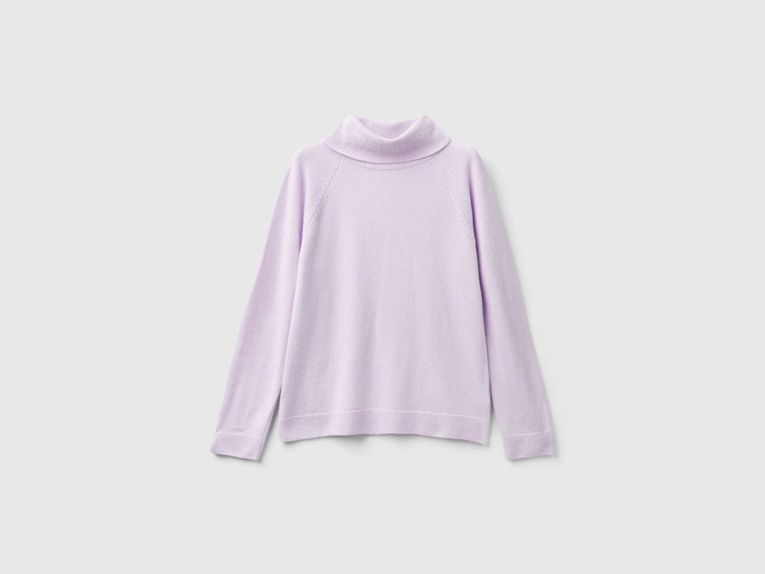 Light lilac turtleneck sweater in cashmere and wool blend - Lilac | Benetton