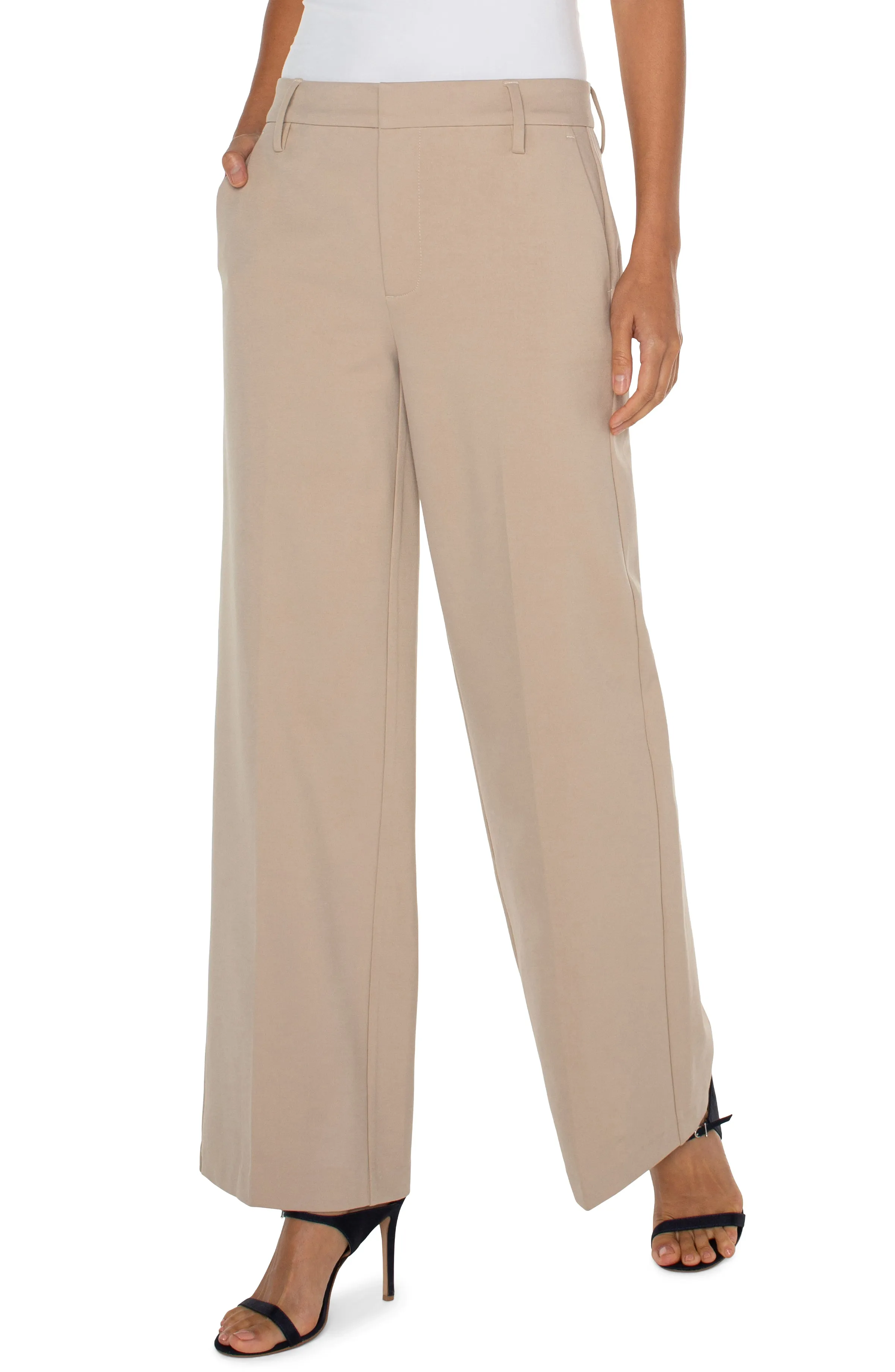 LIVERPOOL - KELSEY WIDE LEG TROUSER - BISCUIT TAN