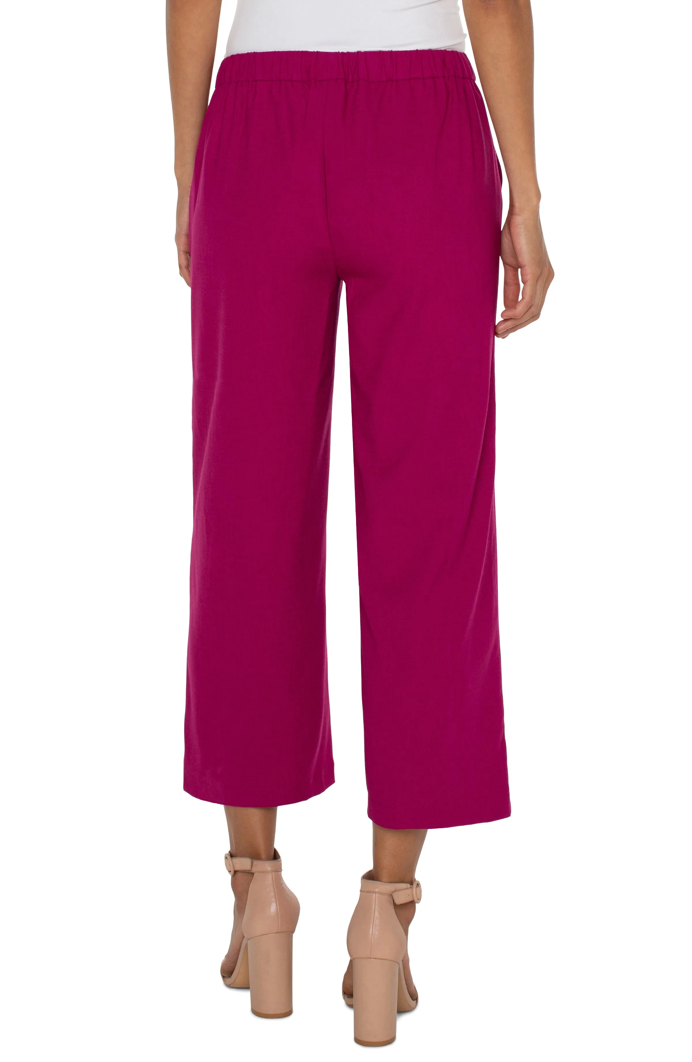 Liverpool Pull On Wide Leg Crop Trouser - FUCHSIA Kiss