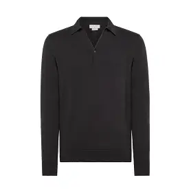 Markus long sleeved knitted polo in top cashmere