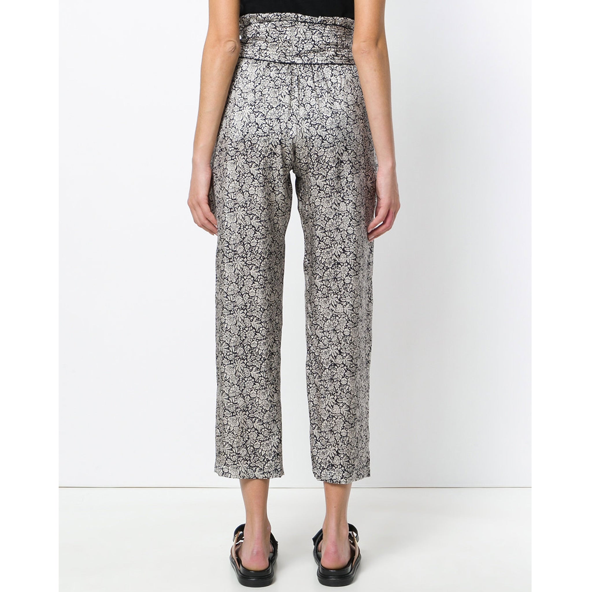 Masscob Floral Print Silk Trousers