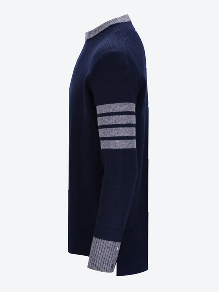 Merino wool textured rugby stripe crewneck sweater