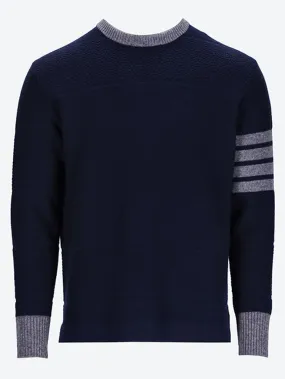 Merino wool textured rugby stripe crewneck sweater