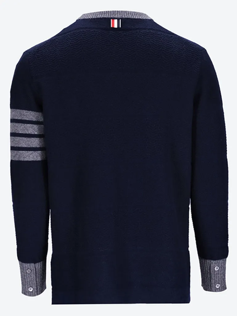 Merino wool textured rugby stripe crewneck sweater