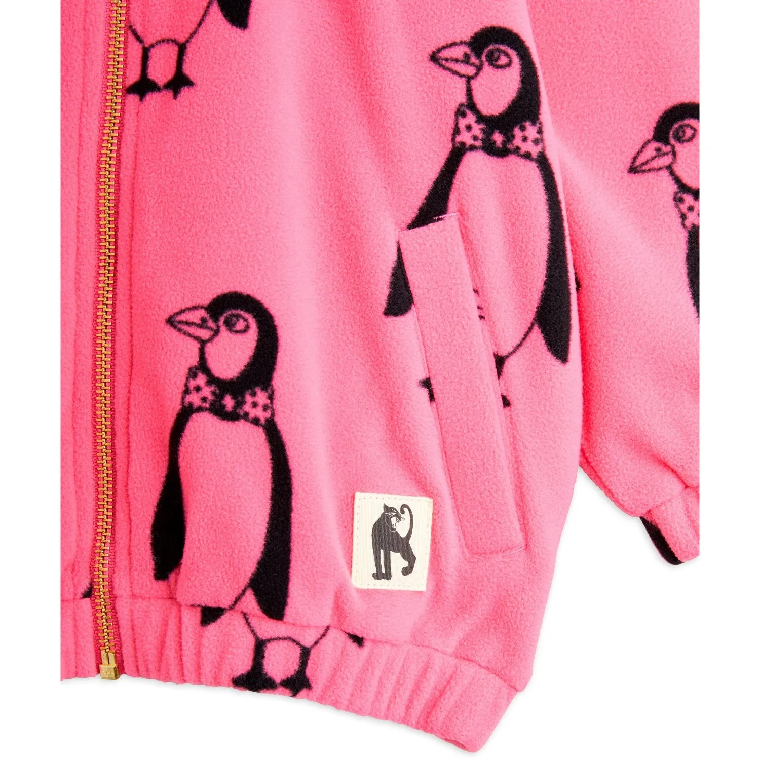 Mini Rodini Pink Penguin Fleece Jacket