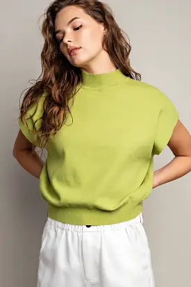 Mock Neck Short Sleeve Top