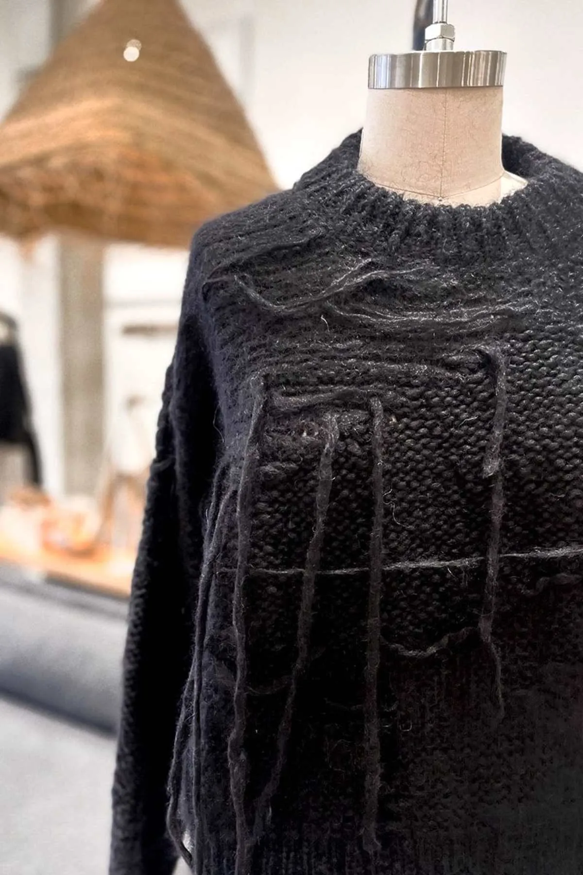 Mohair Crew Neck Sweater - Black