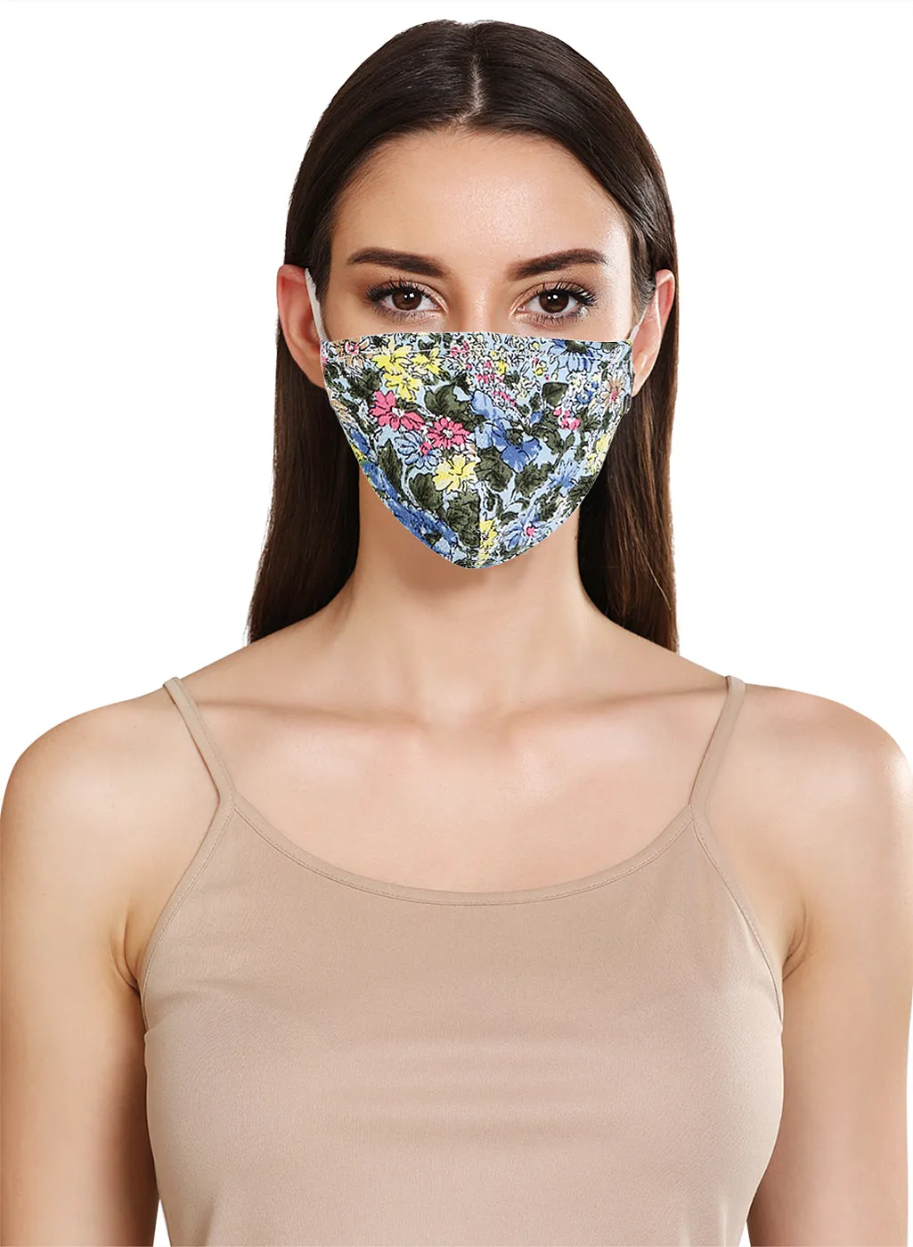 Multi Floral Print Layered Face Mask