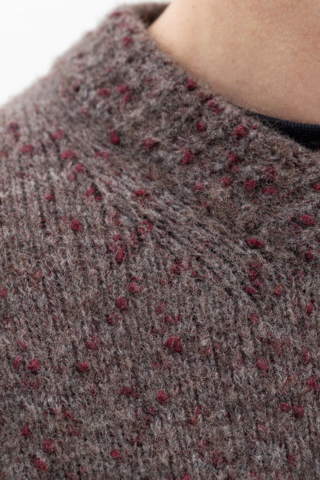 Norse Projects Rasmus Relaxed Tweed V-Neck Sweater Burgundy