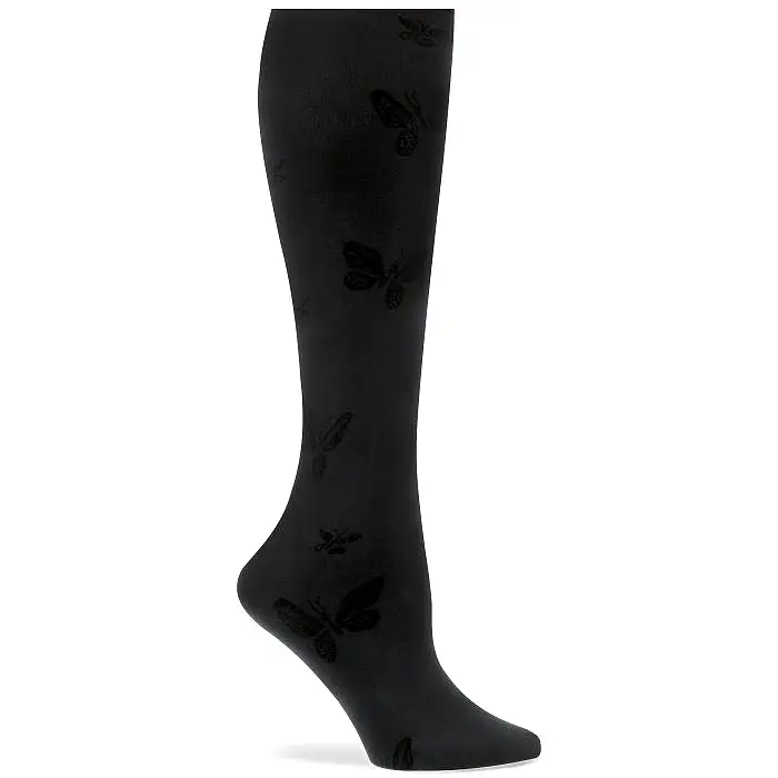 NurseMates Trouser Compression Socks - Black Butterfly