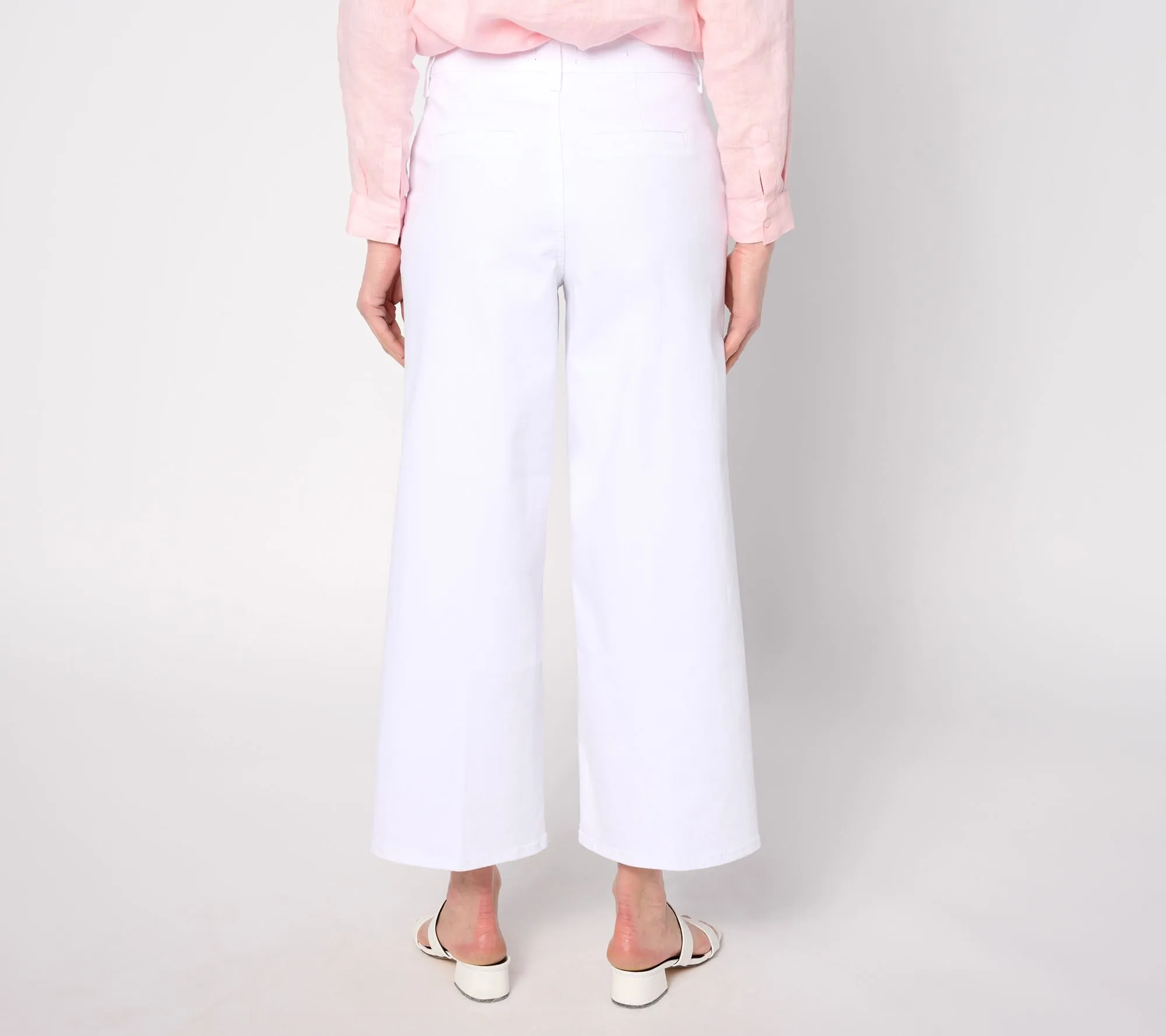 NYDJ High Rise Mona Wide Leg Trouser w/ Tab - Optic White