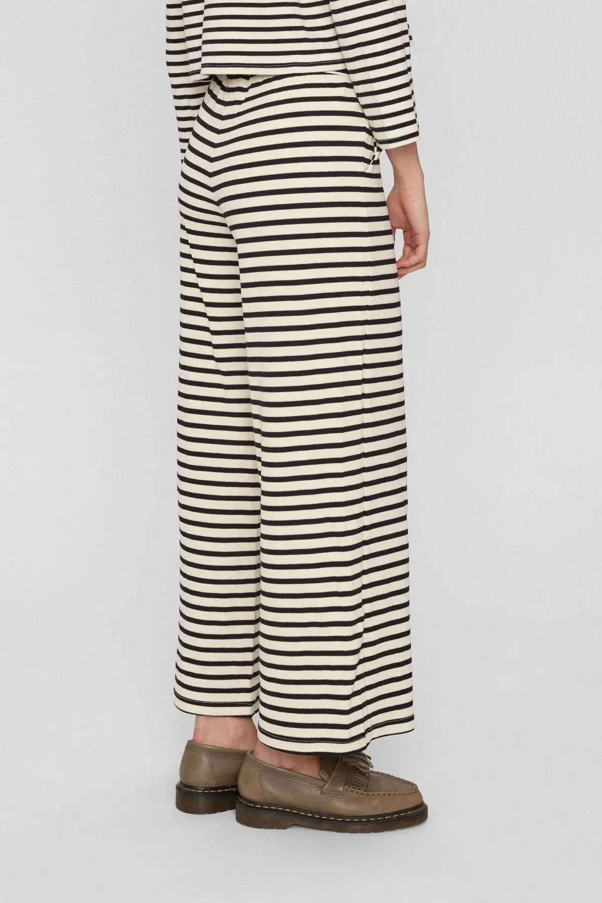 Nümph Nuhubsa Wide Leg Breton Striped Trouser in Caviar