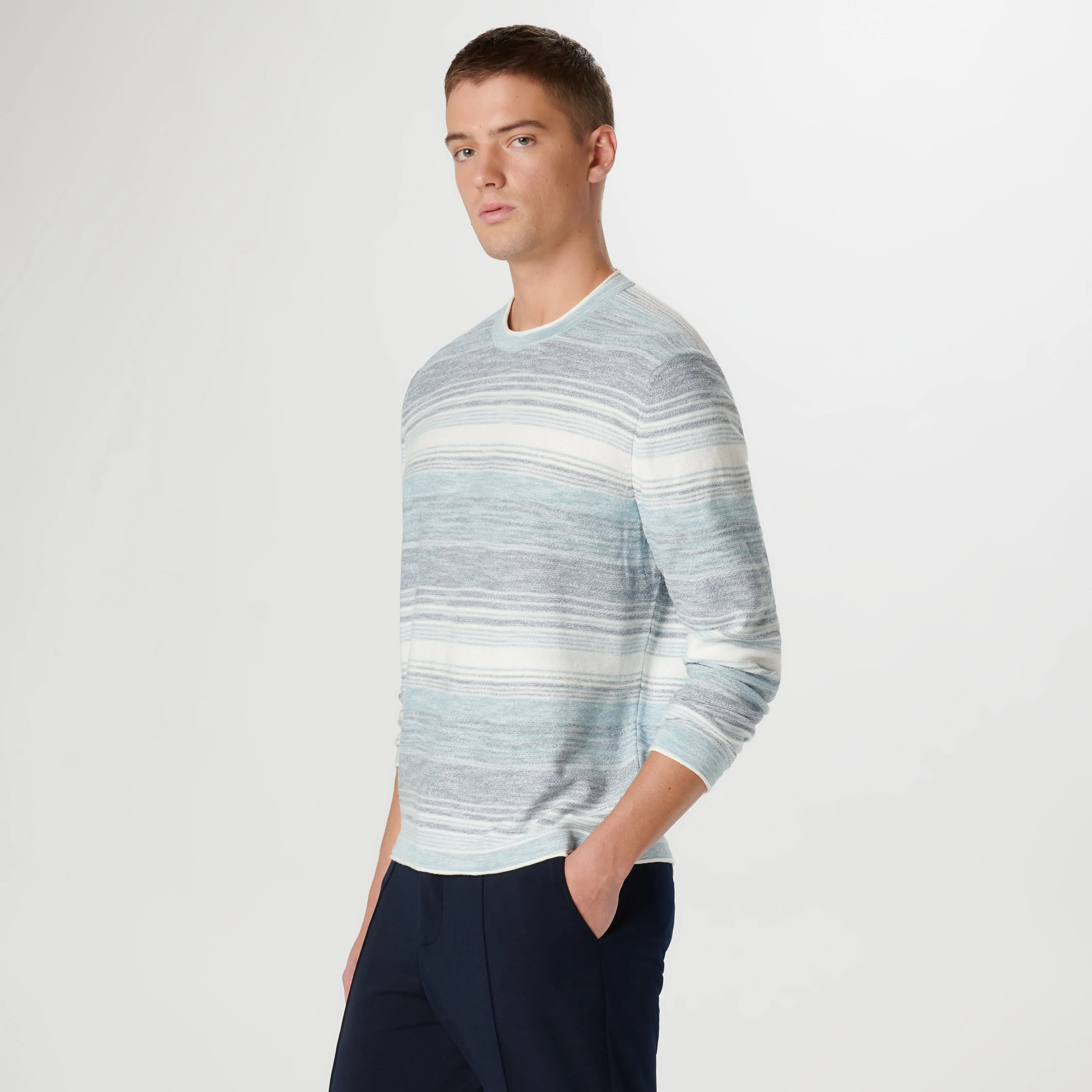 Ombre Stripe Crew Neck Sweater