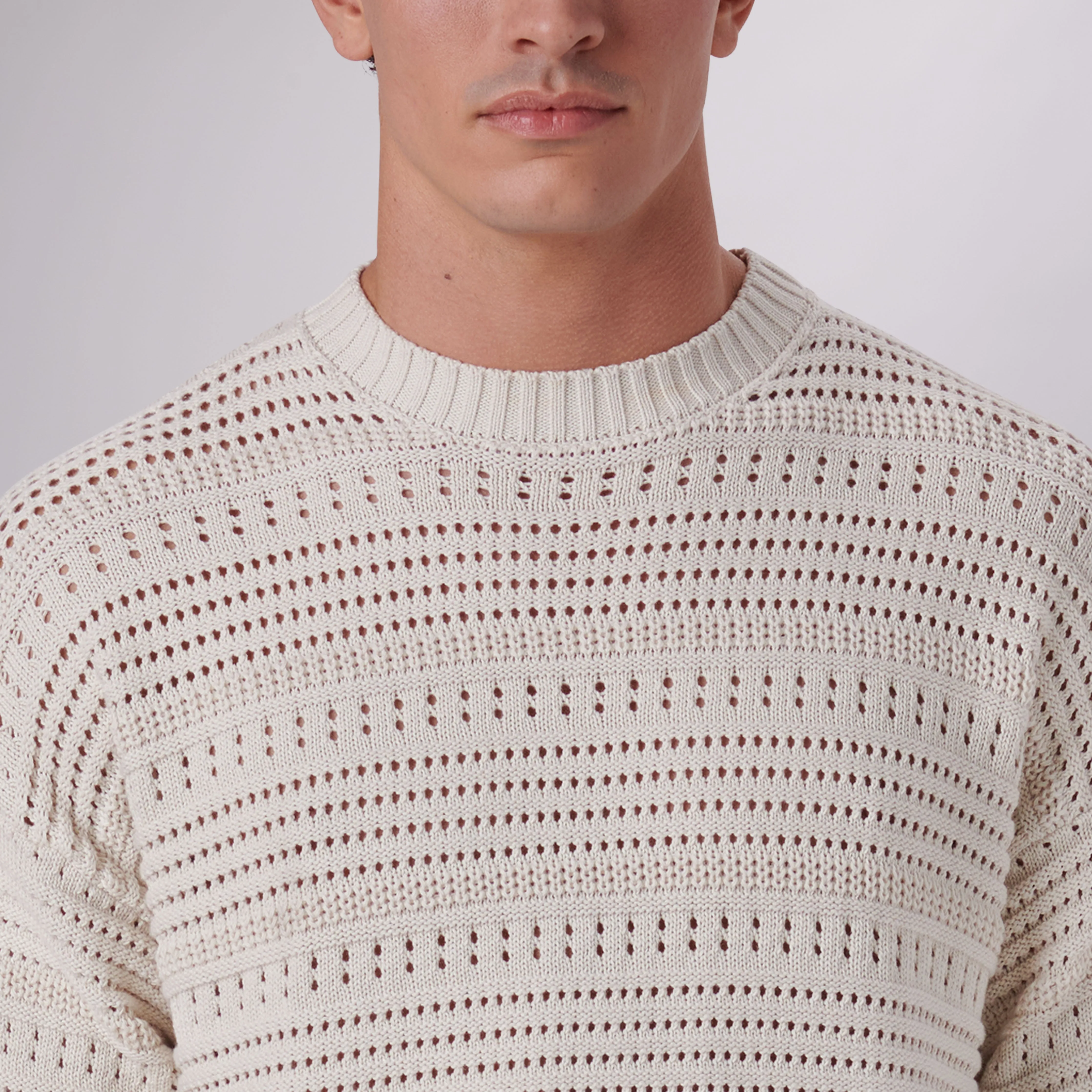 Patterned Crew Neck Sweater