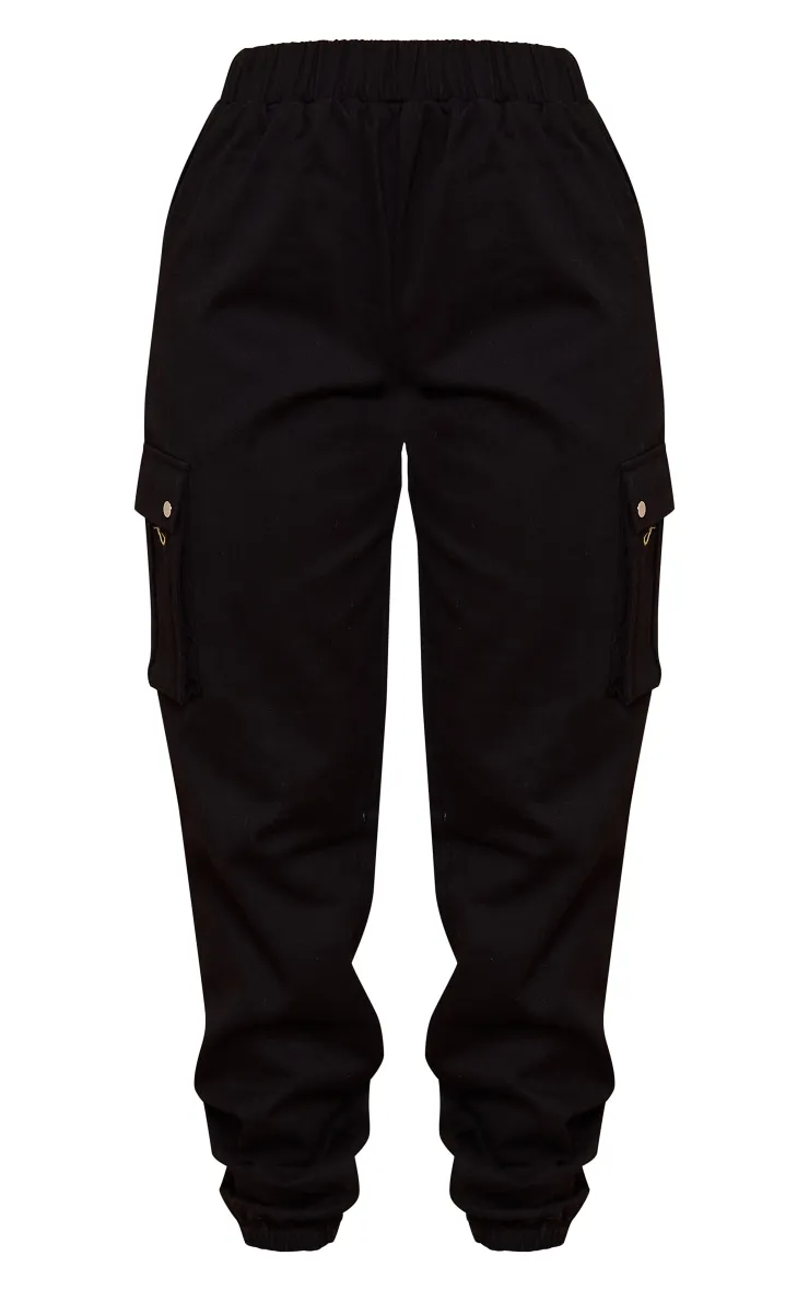 Petite Black Pocket Detail Cargo Trouser