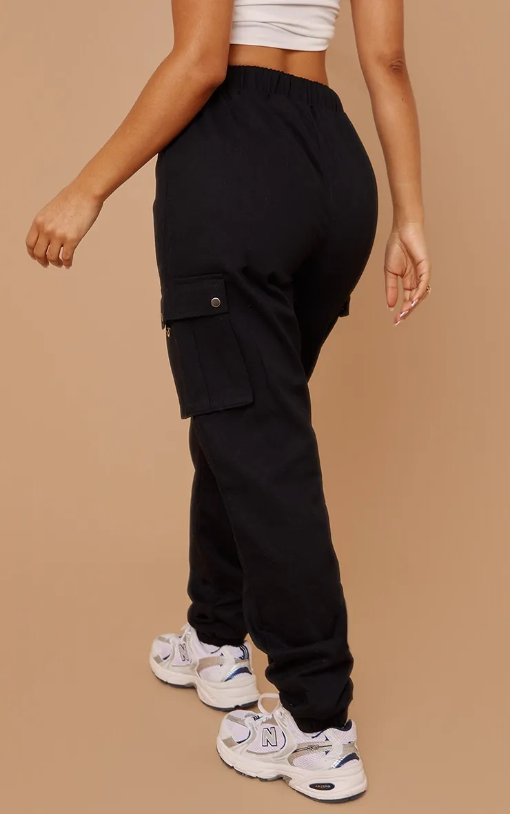 Petite Black Pocket Detail Cargo Trouser