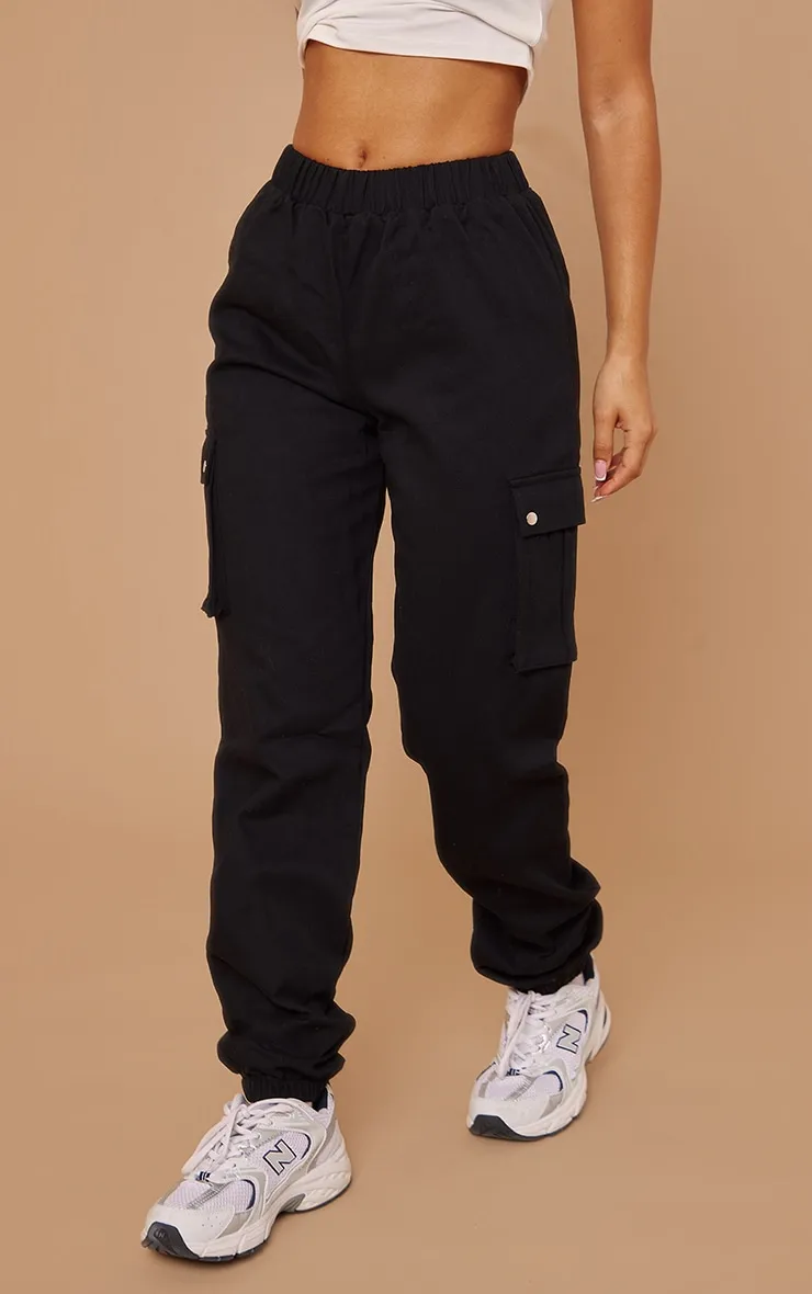 Petite Black Pocket Detail Cargo Trouser