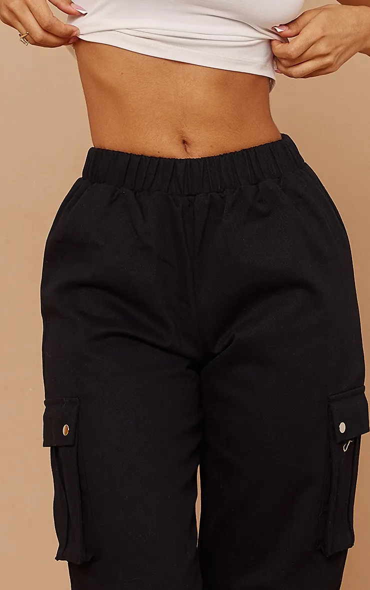 Petite Black Pocket Detail Cargo Trouser