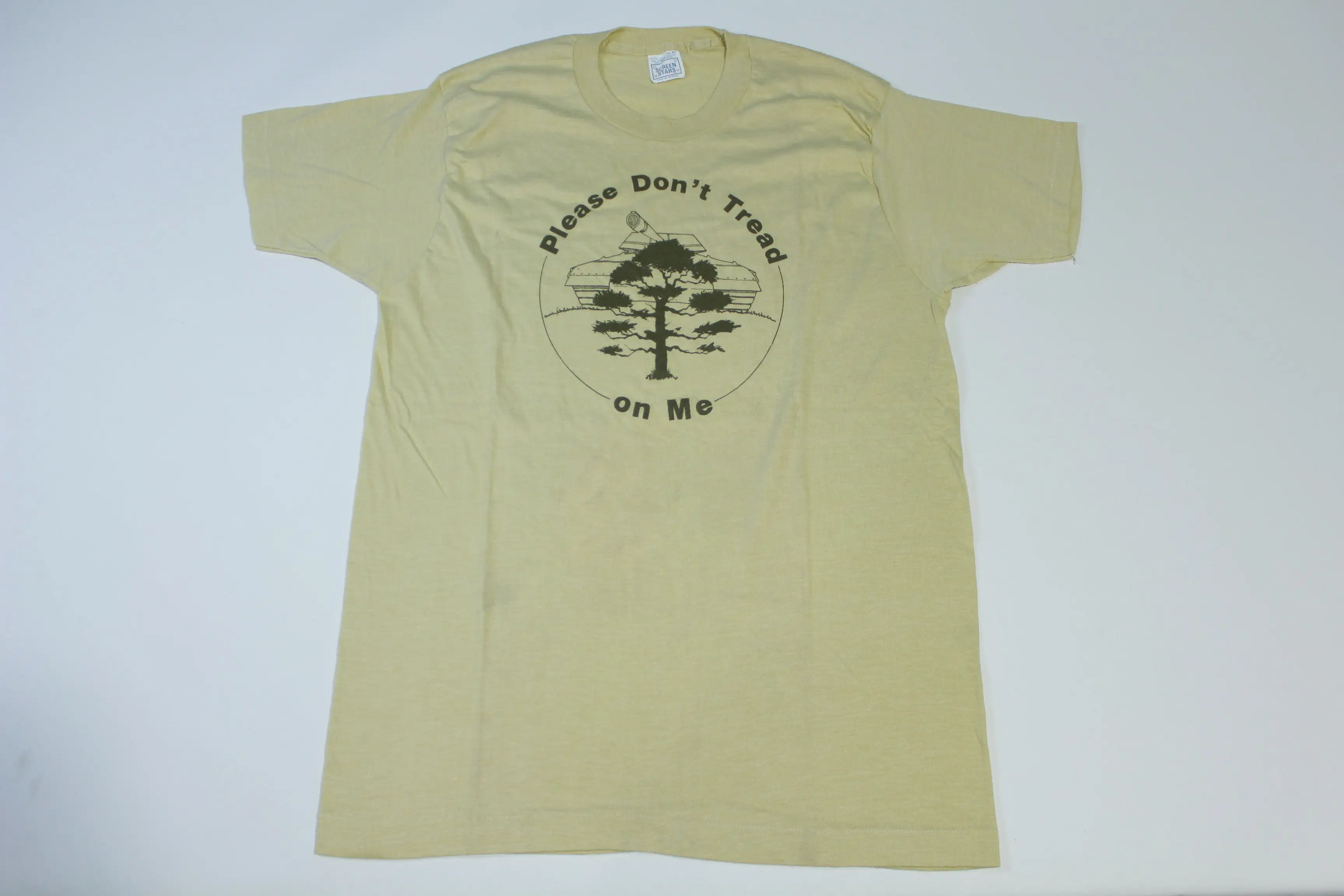 Please Don't Tread On Me Vintage 80's Original Tank and Tree Single Stitch Screen Stars T-Shirt