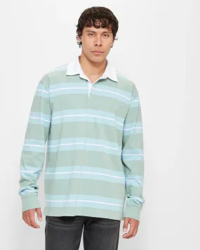 popular  Long Sleeve Stripe Rugby Polo Top - Commons