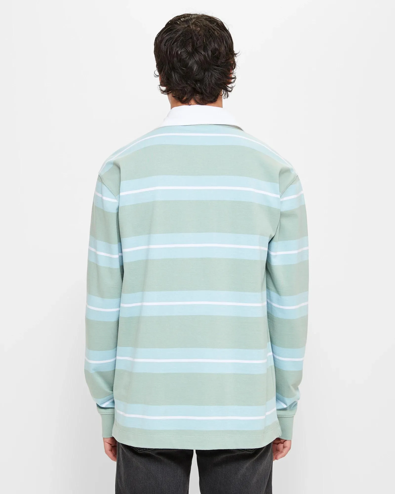 popular  Long Sleeve Stripe Rugby Polo Top - Commons