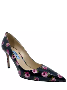 Prada Floral Print Patent Leather Pumps Size 7 NEW