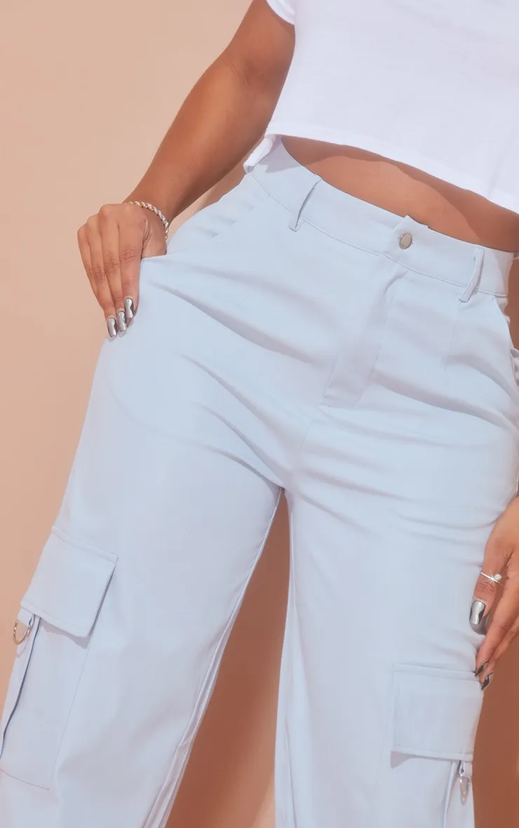 Prettylittlething Shape Blue Cargo Wide Trouser