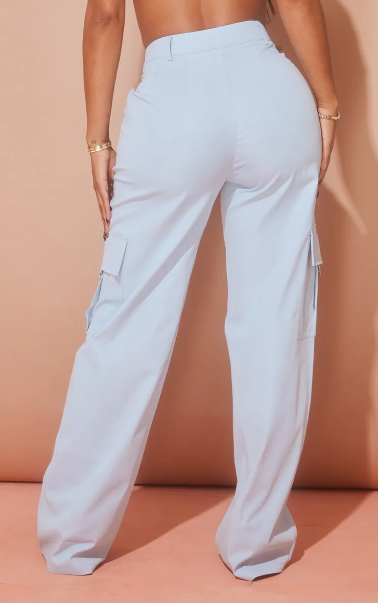 Prettylittlething Shape Blue Cargo Wide Trouser