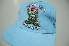 Primo Beer Chance Um Corduroy Vintage 80's Adjustable Back Snapback Hat