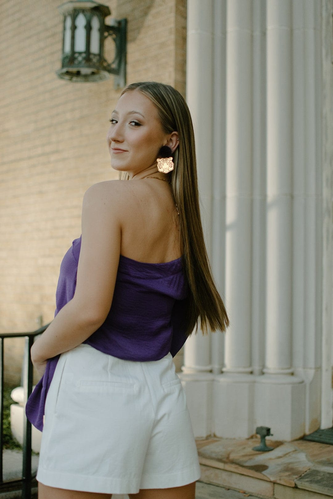 Purple One Shoulder Satin Top