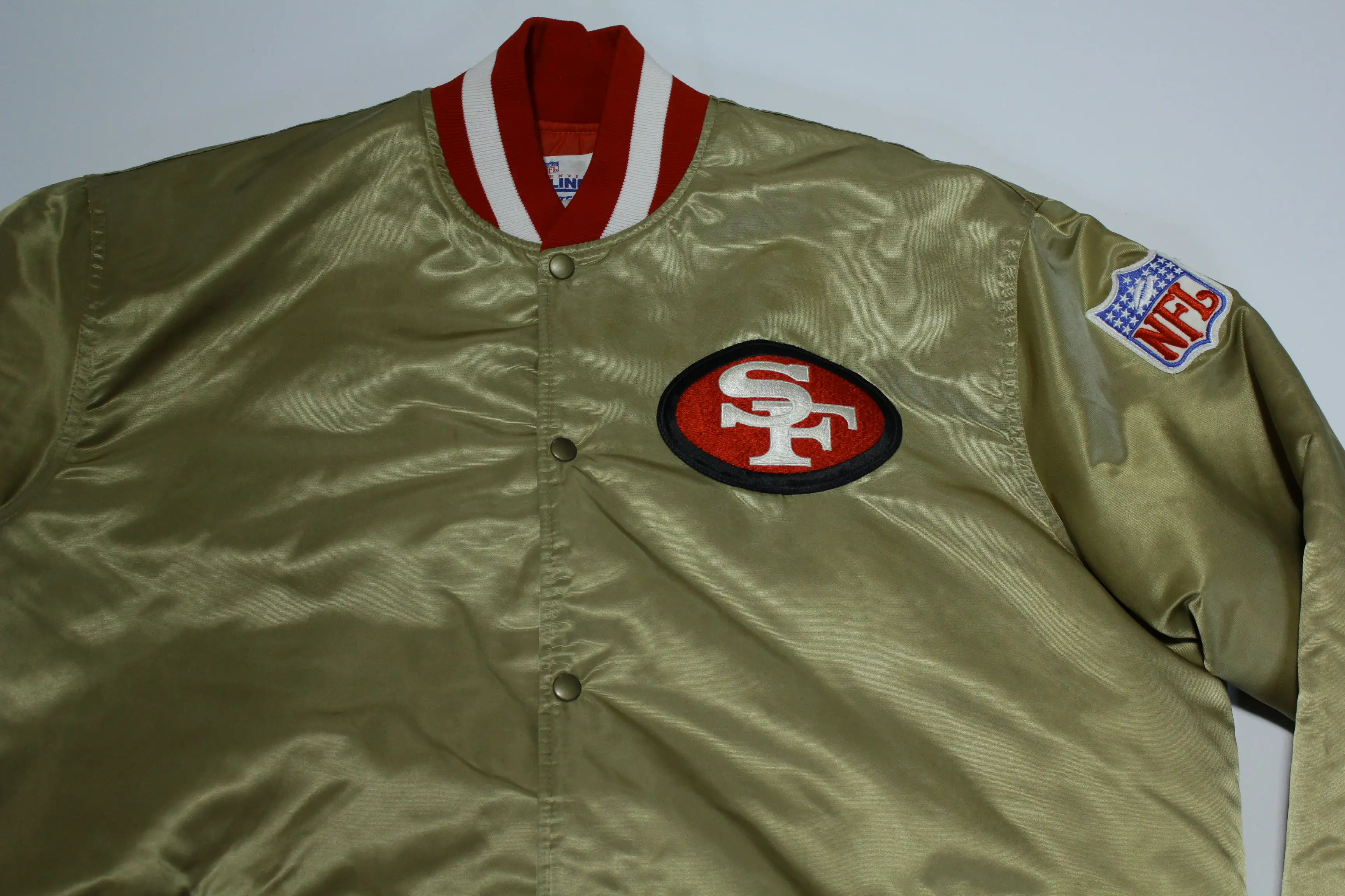 San Francisco 49ers Vintage 80's Satin NFL Quilt Lined Made in USA Starter Jacket