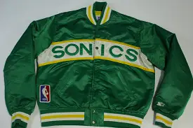 Seattle Sonics Quilt Lined Vintage 80's Made in USA Starter Jacket