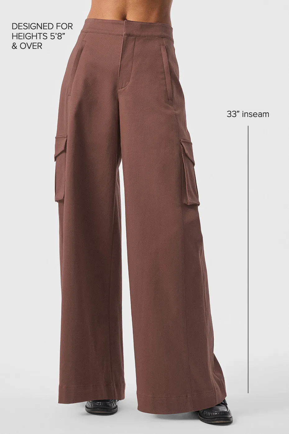 Show Off Cargo Wide Leg Trouser (Long) - Chestnut