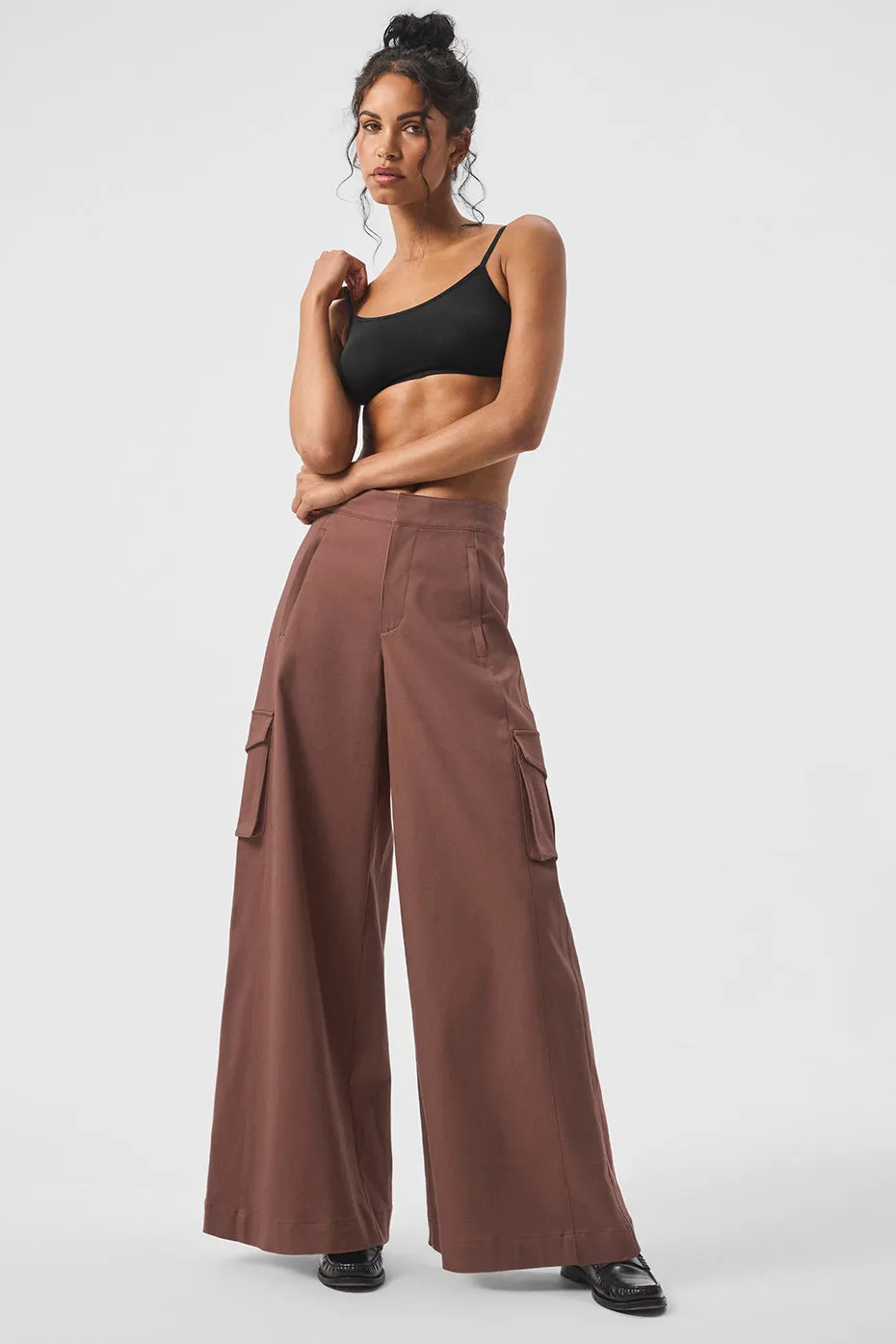 Show Off Cargo Wide Leg Trouser (Long) - Chestnut